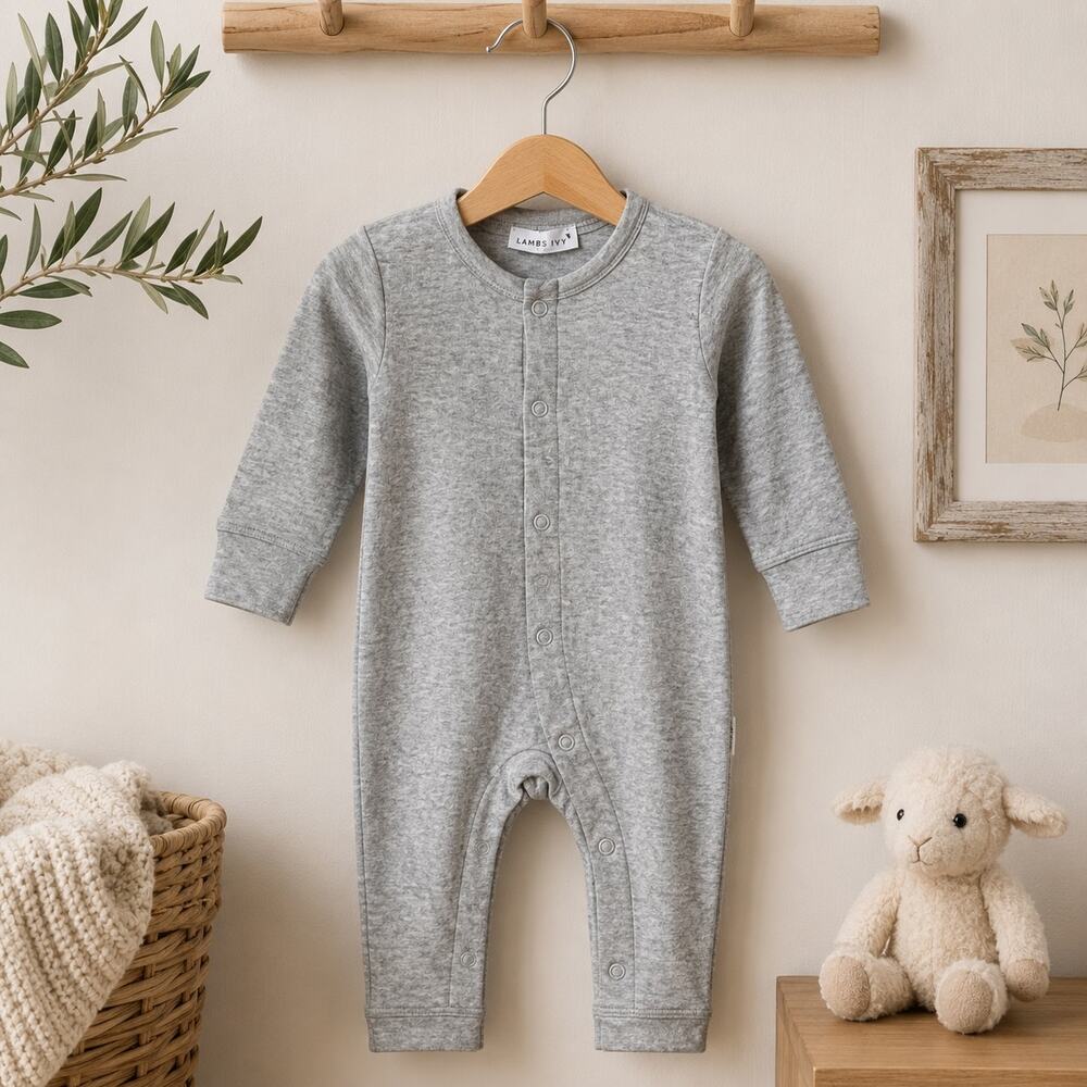 Jamie Kay Gray Pima Cotton Snap Up Sleeper 0 to 3 months